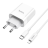  Сетевое зар. устр. Hoco C80A с шнуром Type-C на Lightning 1USB/1С PD3.0/QC3.0 3A 20W белое