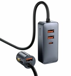 Автомобильное заряд. устр. Baseus Share 3USB/1C CCBT-B0G серебристое