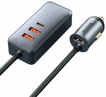  Автомобильное заряд. устр. Baseus Share 3USB/1C CCBT-B0G серебристое