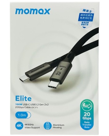  Usb Кабель-зарядка Type-C на Type-C Momax elite 100W Gen 2X2 20Gbps DC31D 1м черный