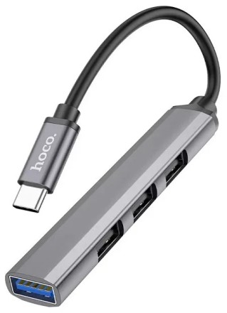  Кабель-переходник Hoco HB26 Type-C на 3USB2.0/1USB3.0 серый