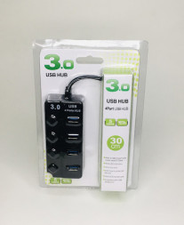 USB 3.0 хаб с выключателями, 4 порта, СуперЭконом, черный, SBHA-7324-B/100