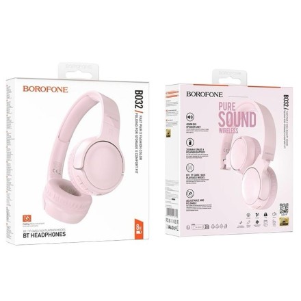  Стереонаушники Полноразмерные Borofone BO32 BT5.4/200mAh/8ч розовые