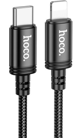 Usb Кабель-зарядка Type-C на Lightning Hoco X89 20W 1м тканевый черный
