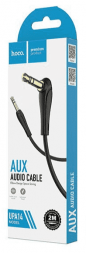 Аудиокабель AUX 3.5мм Hoco UPA14 2м угловой силиконовый черный