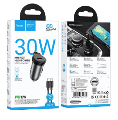 Автомобильное заряд. устр. Hoco NZ16 с шнуром Type-C на Type-C 1C 30W серое