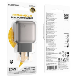 Сетевое зар. устр. Borofone BAS54A 1USB/1C 20W QC3.0 черное
