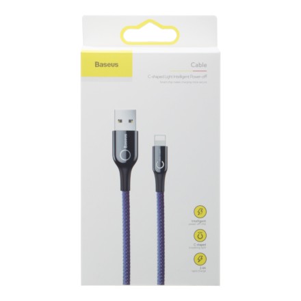  Usb Кабель-зарядка Lightning Baseus C-shaped Light Intelligent 1м (CALCD-03) синий