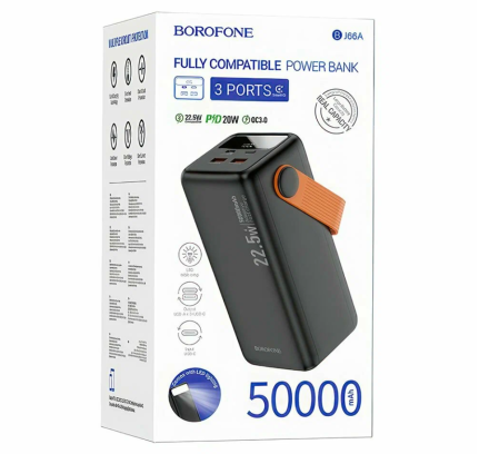  Powerbank Borofone BJ66A 50000mAh 2USB/1C с дисплеем и фонариком черный