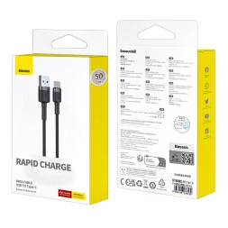 Usb Кабель-зарядка TYPE-C Baseus Cafule 50см (CATKLF-AG1) чёрный