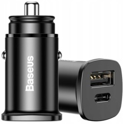 Автомобильное заряд. устр. Baseus Square Metal 1USB/1C 30W (CCALL-AS01) черное