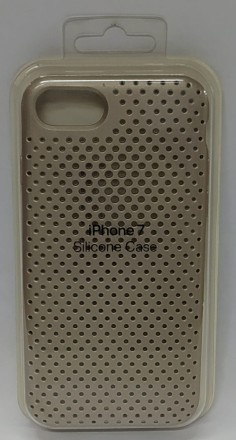  Накладка для i-Phone 7 силикон в сетку под оригинал золотистая