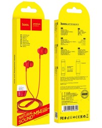 Наушники с микрофоном Hoco M14 Natural Sound 1.2м красные