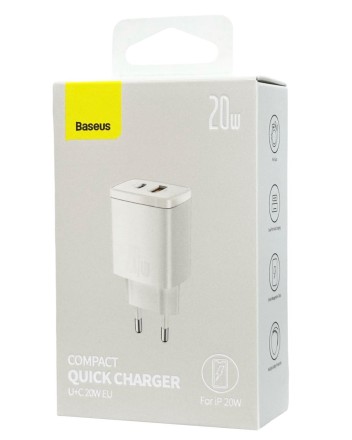  Сетевое зар. устр. Baseus Compact 20W EU 1USB/1C CCXJ-B02 белое