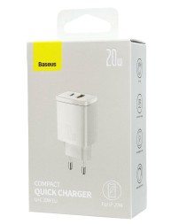 Сетевое зар. устр. Baseus Compact 20W EU 1USB/1C CCXJ-B02 белое