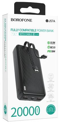  Powerbank Borofone BJ57A 20000mAh 2USB/1C 22.5W/20W черный