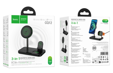  Беспроводное зарядное устройство 3in1 смартфон/Watch/AirPods Hoco CQ12 15W черное