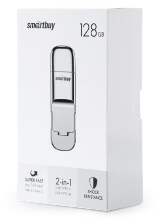  3.2 USB флеш накопитель SmartBuy Gen.2 128GB M5 Dual Type-C/Type-A, R/W 510/420MB/s (SB128GBM5)