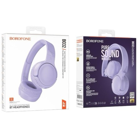  Стереонаушники Полноразмерные Borofone BO32 BT5.4/200mAh/8ч фиолетовые