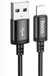 Usb Кабель-зарядка Lightning Hoco X89 2м 2.4A в тканевой оплётке чёрный