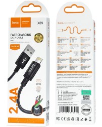 Usb Кабель-зарядка Lightning Hoco X89 2м 2.4A в тканевой оплётке чёрный