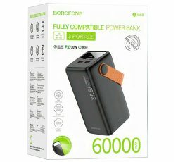 Powerbank Borofone BJ66B 60000mAh 2USB/1C с дисплеем и фонариком черный