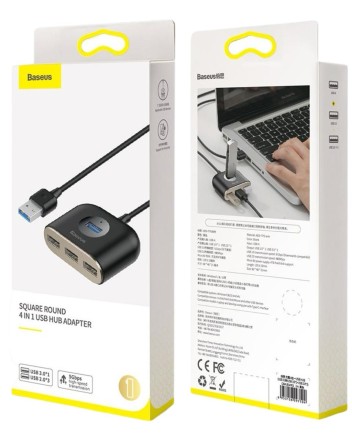  USB - Xaб 3.0 Baseus Round Box USB 4 порта (CAHUB-AY01) 1м черный