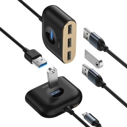 USB - Xaб 3.0 Baseus Round Box USB 4 порта (CAHUB-AY01) 1м черный