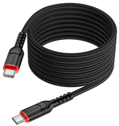Usb Кабель-зарядка Type-C на Type-C Hoco X59 3A 60W 2м в тканевой оплетке черный