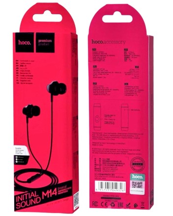  Наушники с микрофоном Hoco M14 Natural Sound 1.2м черные