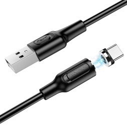 Usb Кабель-зарядка магнитный Type-C Borofone BX41 Amiable 3A 1м силиконовый черный