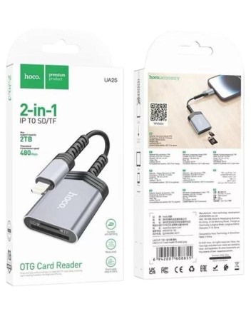  Картридер Hoco HOCO UA25 8 pin - SD/TF 480 Мбит/с 2TB серый