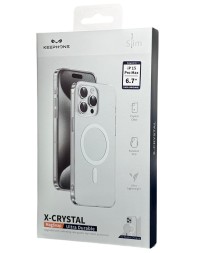 Накладка для i-Phone 15 Pro Max Keephone X-Crystal MagSnap прозрачный