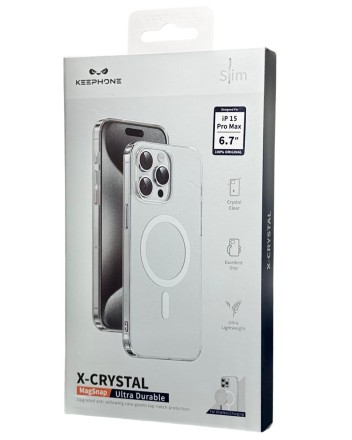  Накладка для i-Phone 15 Pro Max Keephone X-Crystal MagSnap прозрачный