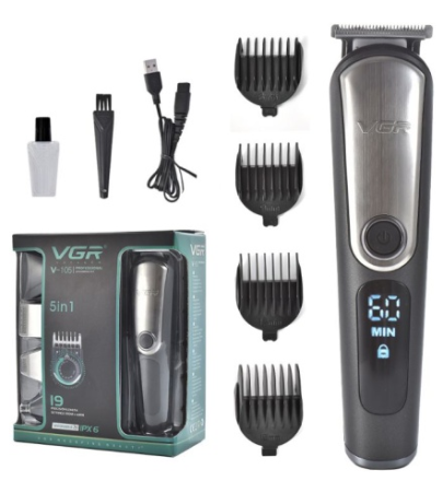  Машинка для стрижки VGR Voyager V-105 5в1 Professional Grooming Kit черная