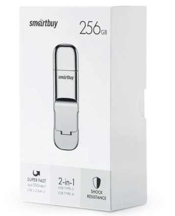  3.2 USB флэш накопитель Smartbuy Gen.2 256GB M5 Dual Type-C/Type-A, R/W 550/480MB/s (SB256GBM5)