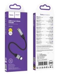 Кабель-переходник Hoco UPA32C Type-C (папа) на AUX 3.5мм (мама) 15см черный