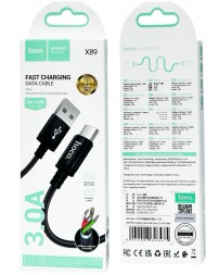 Usb Кабель-зарядка Type-C Hoco X89 2м 3A в тканевой оплетке черный