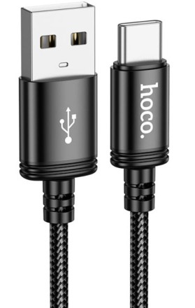  Usb Кабель-зарядка Type-C Hoco X89 2м 3A в тканевой оплетке черный