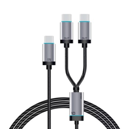  Usb Кабель-зарядка Type-C на 2Type-C Cuktech C2C515 5A 100W 1.35м черный