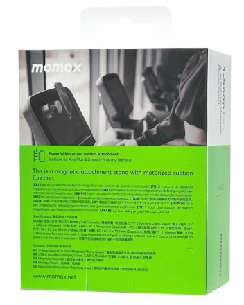  Подставка для смартфона Momax 1-Snap Go Auto Suction Magnetic Phone Stand KH20D черная