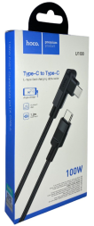 Usb Кабель-зарядка Type-C на Type-C Hoco U108 3A 100W угловой 1.2м в тканевой оплетке черный