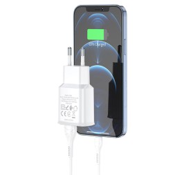 Сетевое зар. устр. Hoco C88A 2USB 2.4A с шнуром Lighting белое