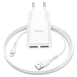 Сетевое зар. устр. Hoco C88A 2USB 2.4A с шнуром Lighting белое