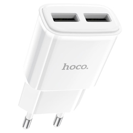  Сетевое зар. устр. Hoco C88A 2USB 2.4A с шнуром Lighting белое