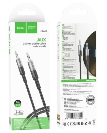  Аудиокабель AUX 3.5мм Hoco UPA23 1м силиконовый серый