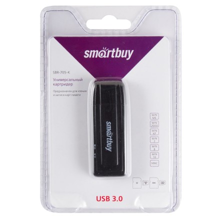 Картридер Smartbuy 705, USB 3.0 - SD/microSD (SBR-705-K) черный