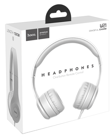  Стереонаушники полноразмерные Hoco W21 Graceful Charm с микрофоном 1.2м серые