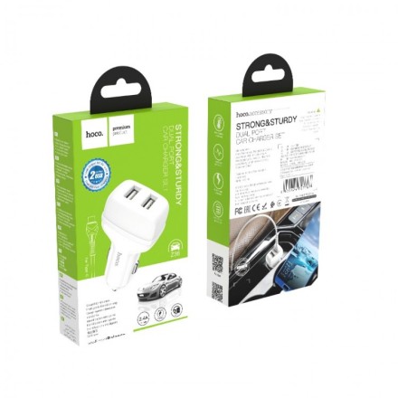  Автомобильное заряд. устр. Hoco Z36 2USB 2.4A + Type-C белое