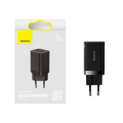 Сетевое зар. устр. Baseus Super Si Quick Charger 1USB/1C 30W EU CCSUPP-E01 черное